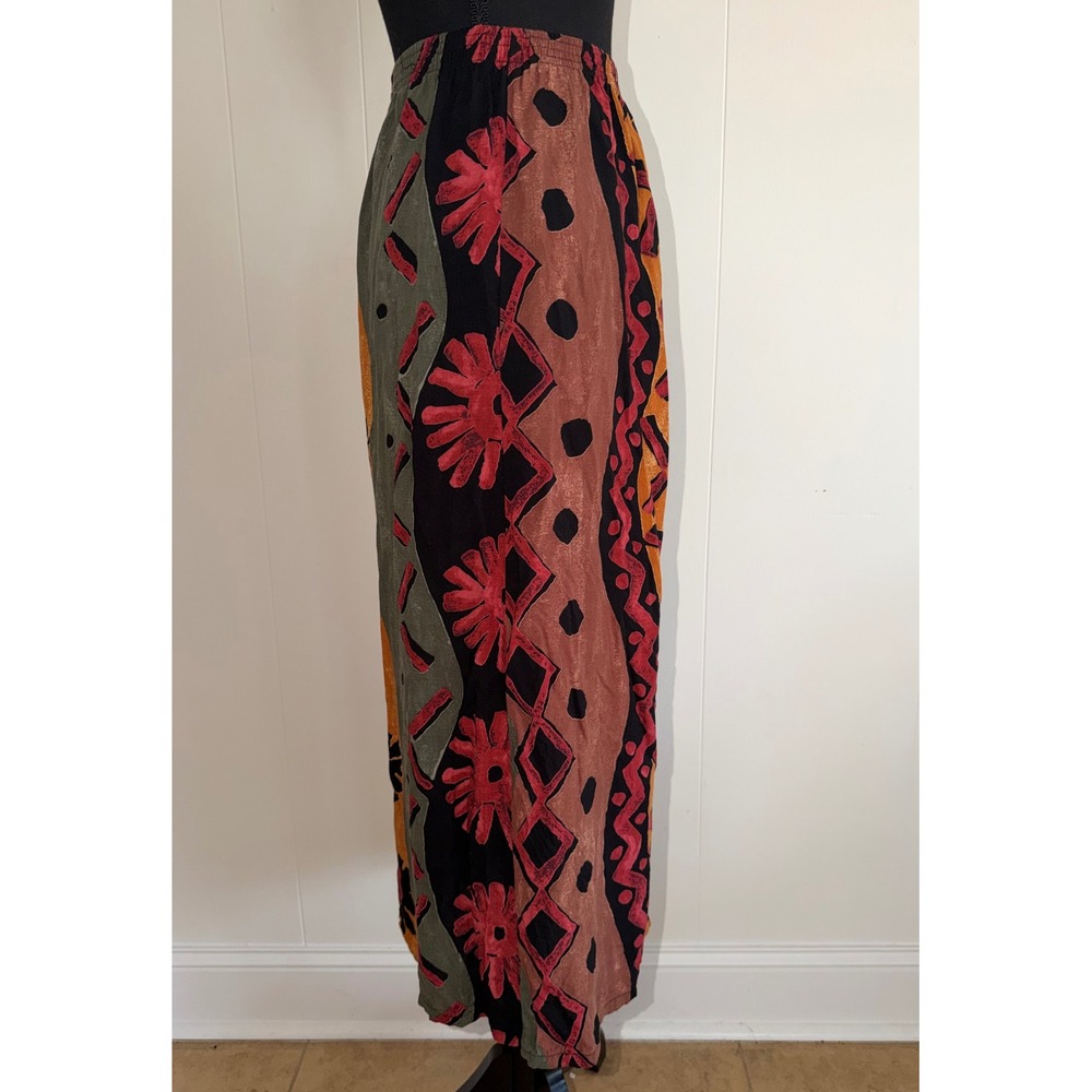 Bohemian Patchwork Maxi Skirt in Mustard, Olive & Black - Picture 8 of 12